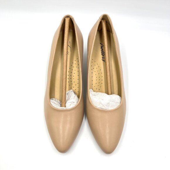 Trotters Womens Size 6.5 Beige‎ Nude Tan Leather Kitten Heels Pumps Shoes - Picture 3 of 14